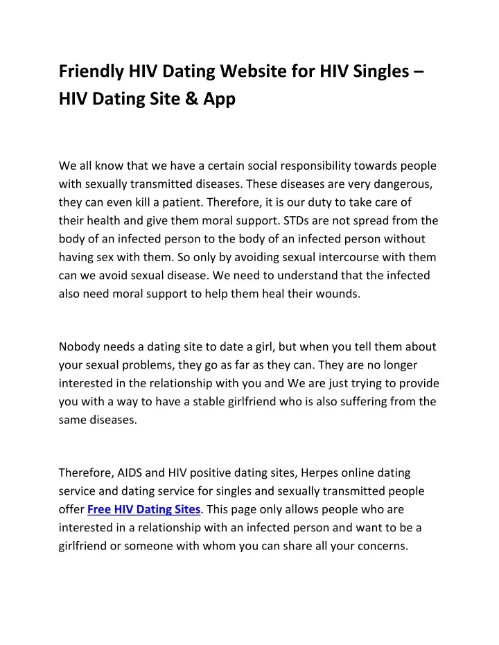 friendly hiv dating website for hiv singles