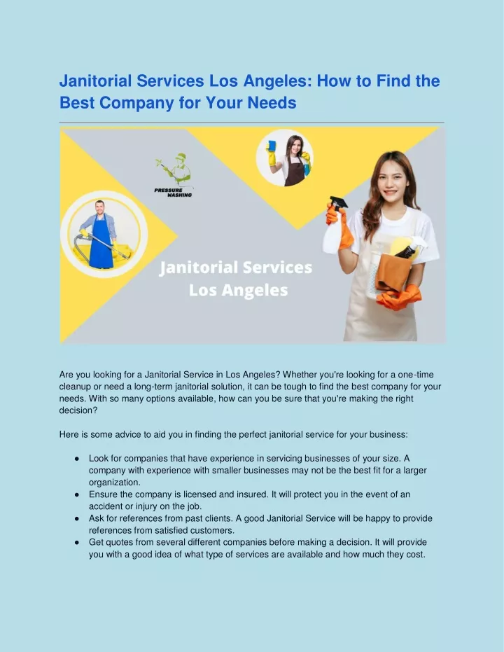 janitorial services los angeles how to find