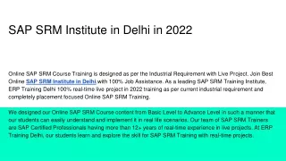 sap srm institute in delhi in 2022