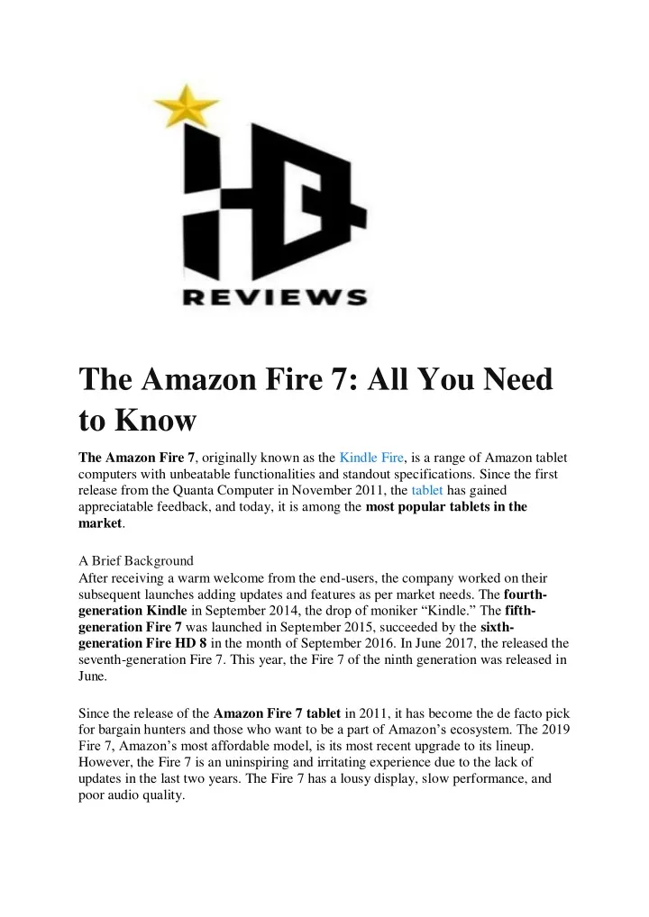 the amazon fire 7 all you need to know