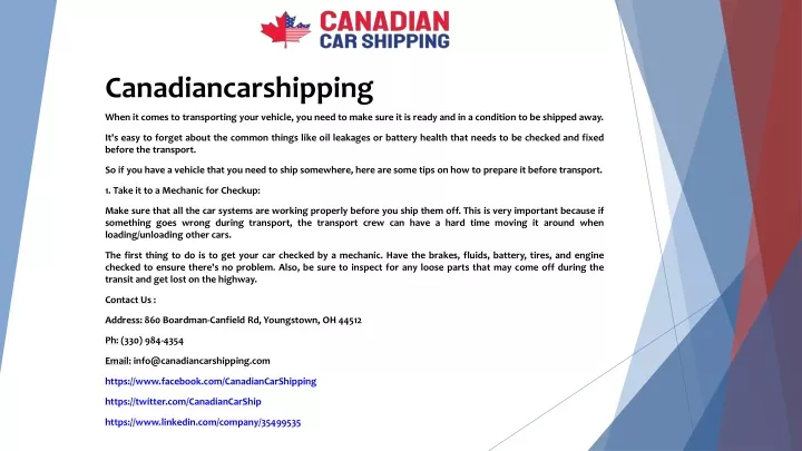 canadiancarshipping