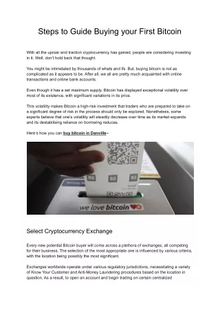 Simple Steps to Guide Buying your First Bitcoin