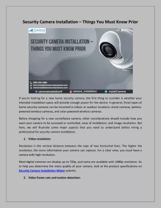 security camera installation things you must know
