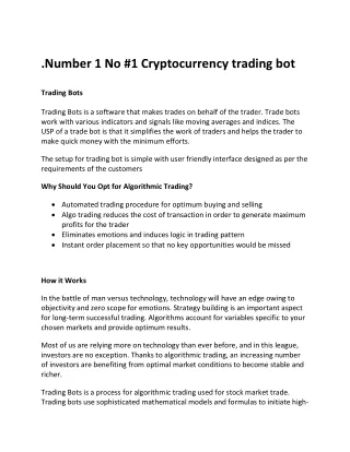 number 1 no 1 cryptocurrency trading bot
