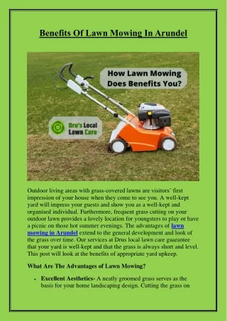 Benefits Of Lawn Mowing In Arundel