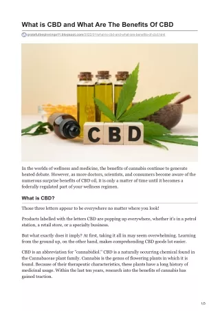 What is CBD and What Are The Benefits Of CBD