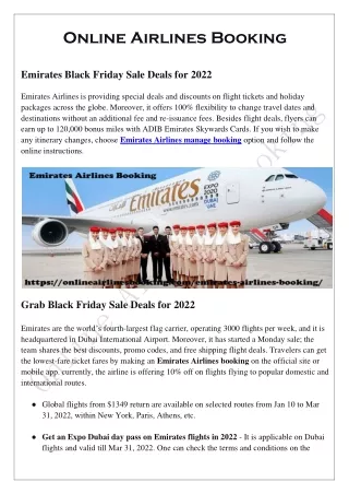 Emirates Black Friday Sale Deals for 2022