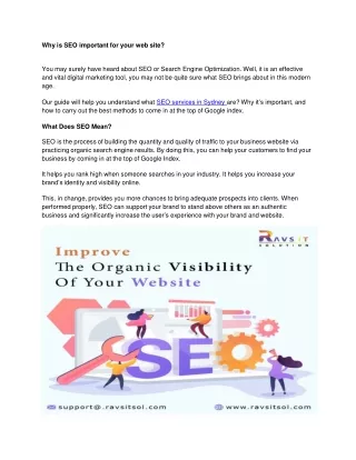 Why SEO is important for your web site
