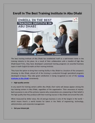 Enroll In The Best Training Institute In Abu Dhabi