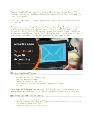 find out about email setup in sage 50 a clasp