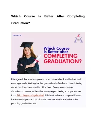 Which Course Is Better After Completing Graduation