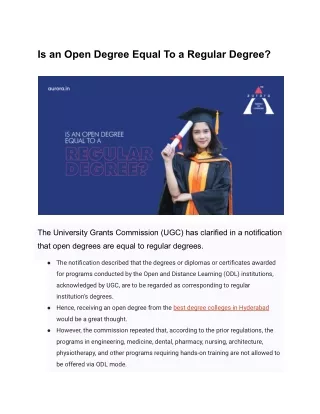 Is an Open Degree Equal To a Regular Degree