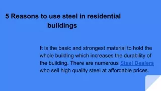 5 reasons to use steel in residential buildings