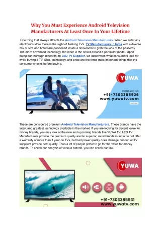 why you must experience android television