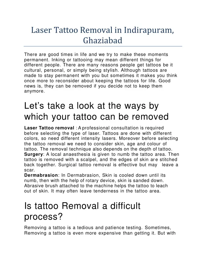 laser tattoo removal in indirapuram ghaziabad