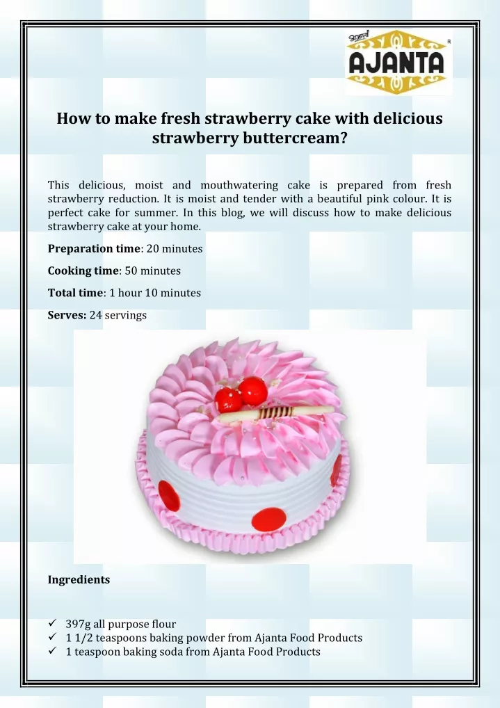 how to make fresh strawberry cake with delicious