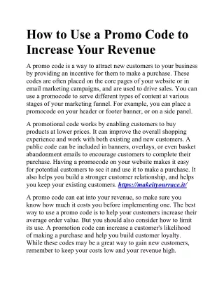 how to use a promo code to increase your revenue