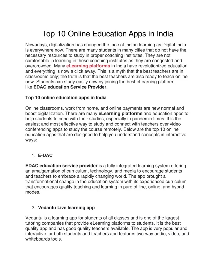 top 10 online education apps in india