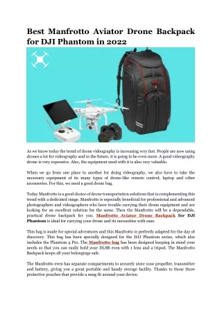 Best Manfrotto Aviator Drone Backpack for DJI Phantom in 2022