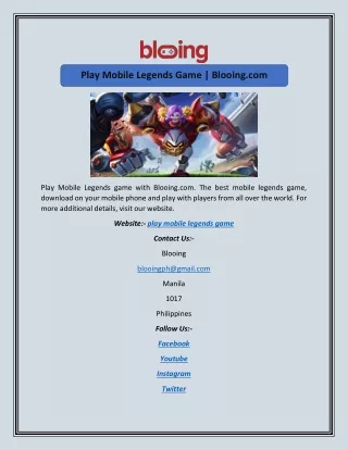 Play Mobile Legends Game | Blooing.com