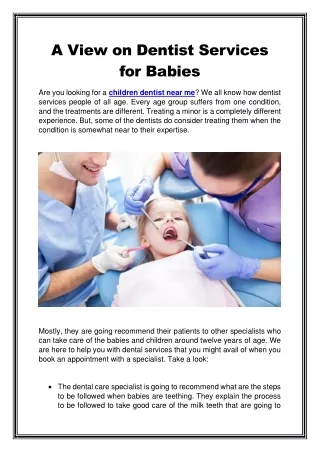 A View on Dentist Services for Babies