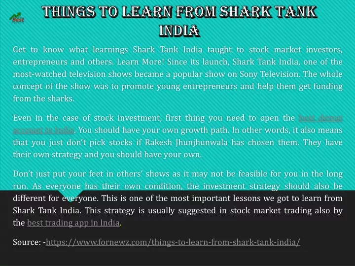 get to know what learnings shark tank india