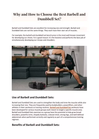 Why and How to Choose the Best Barbell and Dumbbell Set