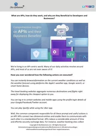 What are APIs, how do they work, and why are they Beneficial to Developers and Businesses