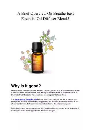 a brief overview on breathe easy essential
