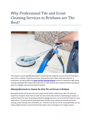 Why Professional Tile and Grout Cleaning Services in Brisbane are The Best?
