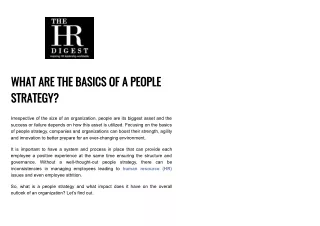 what are the basics of a people strategy