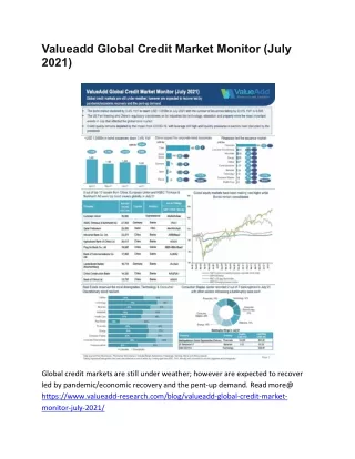 Valueadd Global Credit Market Monitor