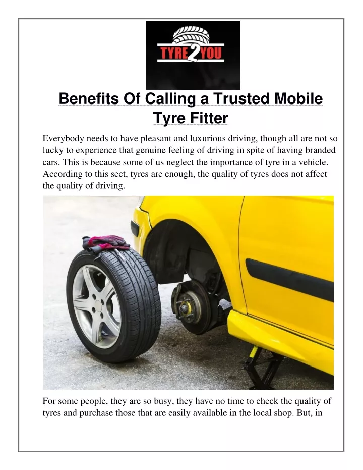 benefits of calling a trusted mobile tyre fitter