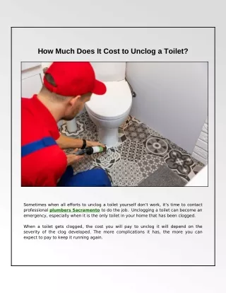 how much does it cost to unclog a toilet