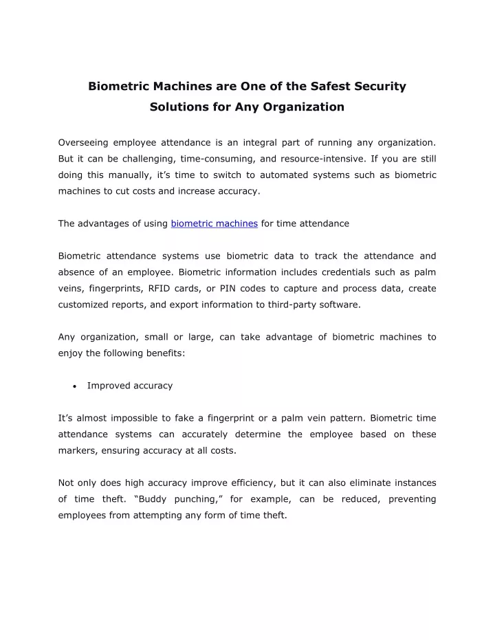biometric machines are one of the safest security