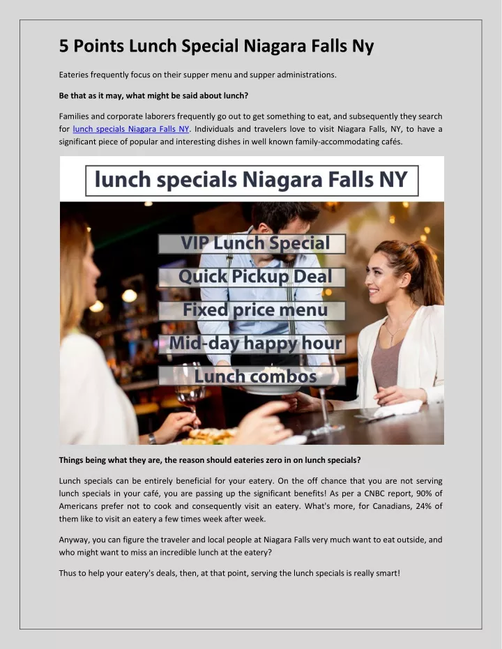 5 points lunch special niagara falls ny