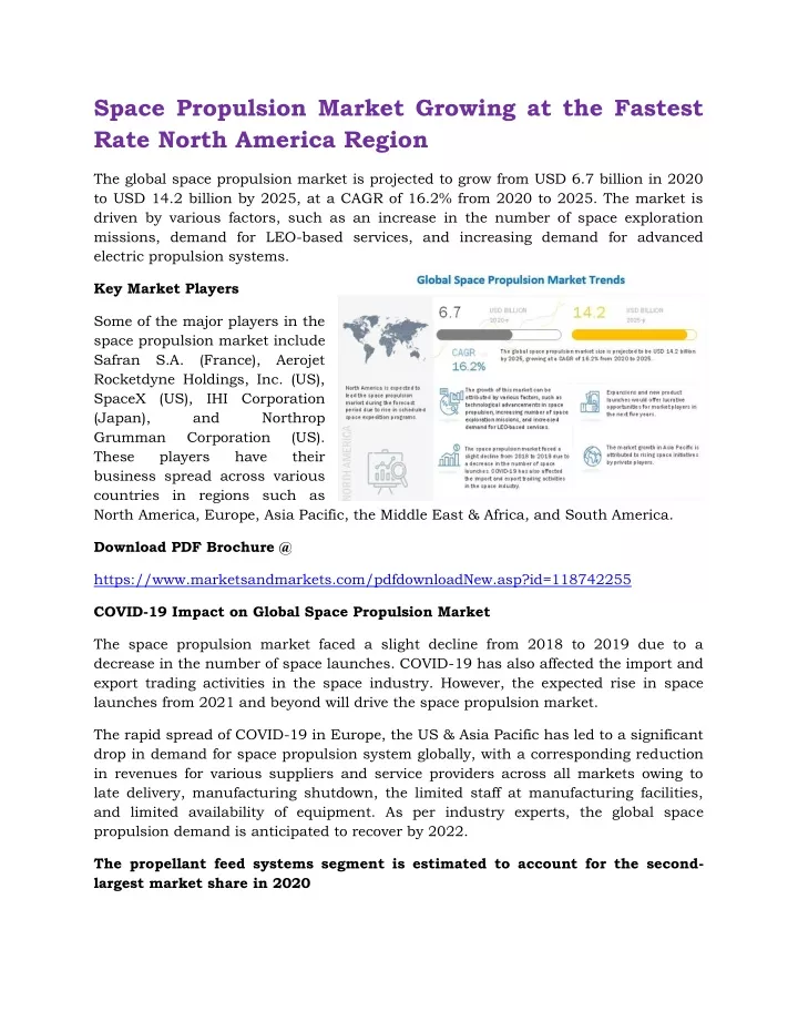 space propulsion market growing at the fastest