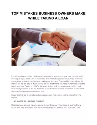 TOP MISTAKES BUSINESS OWNERS MAKE WHILE TAKING A LOAN