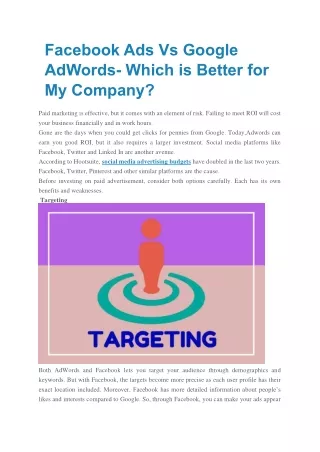 facebook ads vs google adwords which is better
