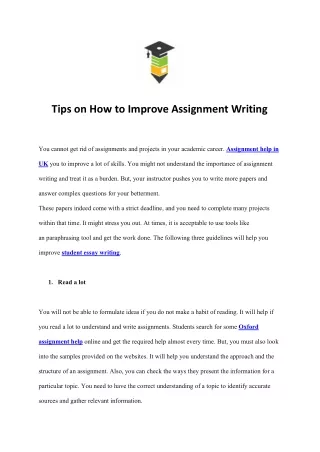 Tips on How to Improve Assignment Writing