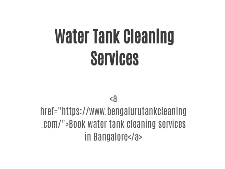 water tank cleaning services