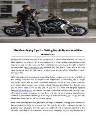 Bike Gear Buying Tips For Getting Non-Bulky Armored Bike Accessories