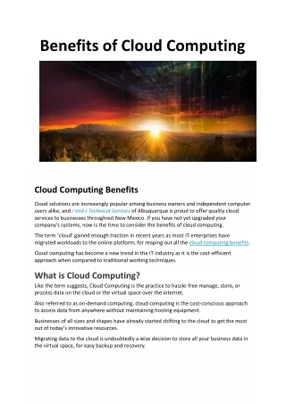 Cloud Computing in Albuquerque NM