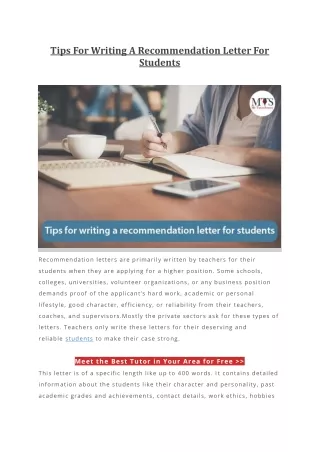 tips for writing a recommendation letter