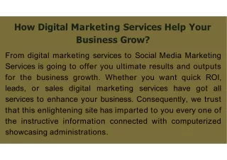 How Digital Marketing Services Help Your Business Grow