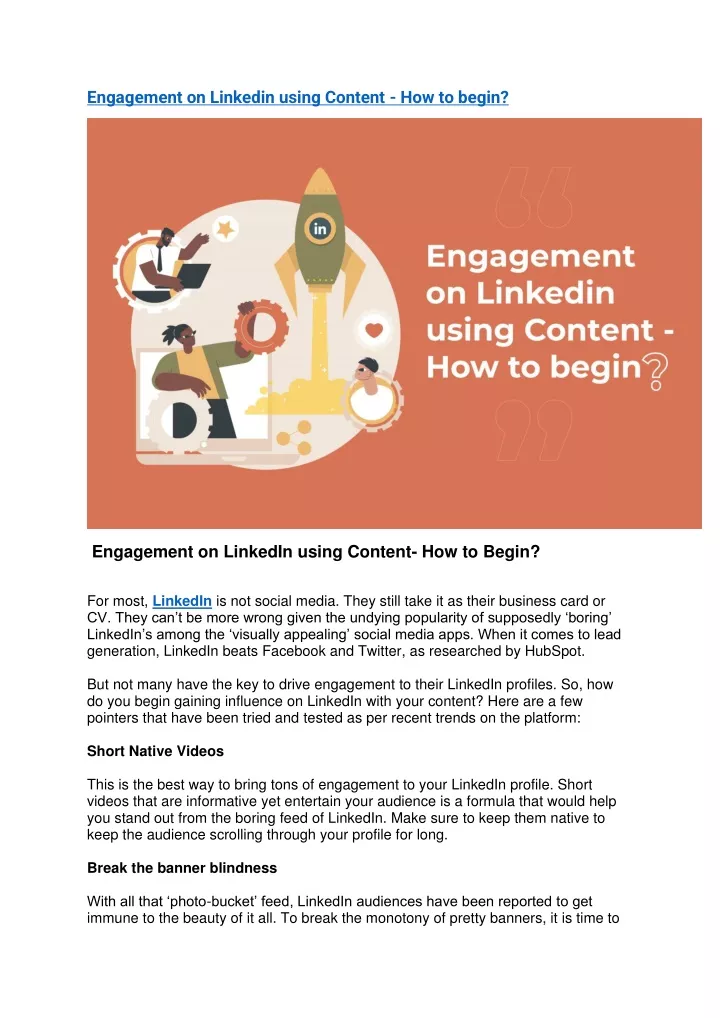 engagement on linkedin using content how to begin