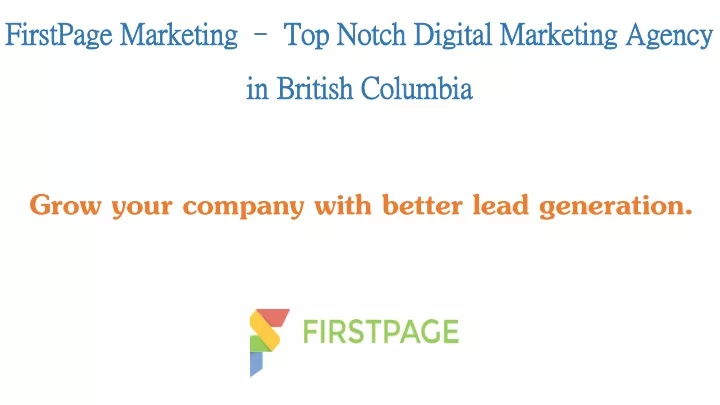 firstpage marketing top notch digital marketing agency in british columbia