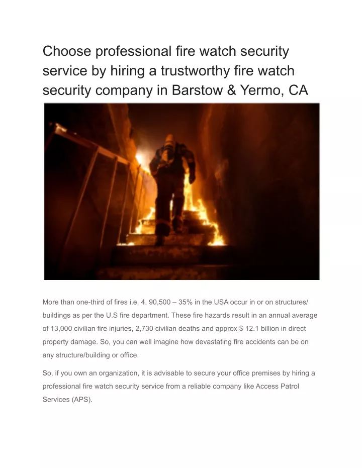 choose professional fire watch security service