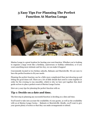 3 Easy Tips For Planning The Perfect Function At Marina Lunga