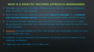 What is a Didactic Teaching approach-IngeniumEdu